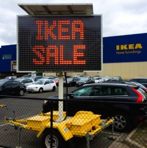 Amber VMS advertising 'IKEA Sale' at Richmond centre